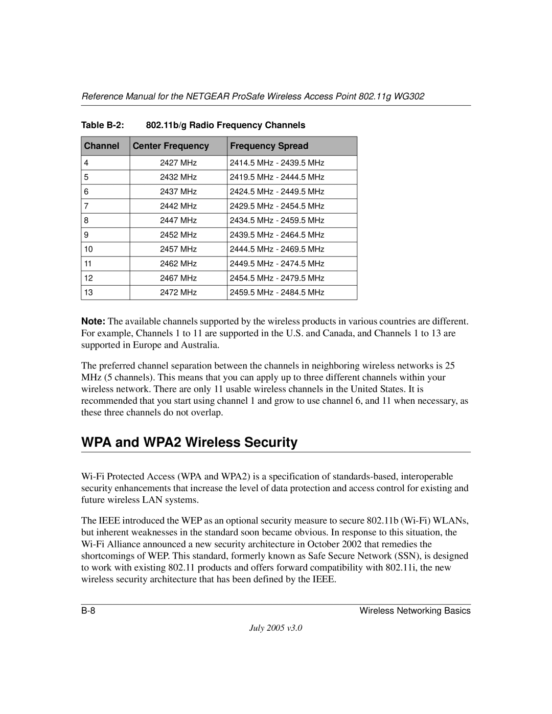 NETGEAR WG302NA manual WPA and WPA2 Wireless Security 