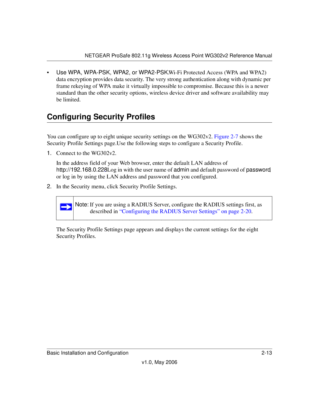 NETGEAR WG302v2 manual Configuring Security Profiles 