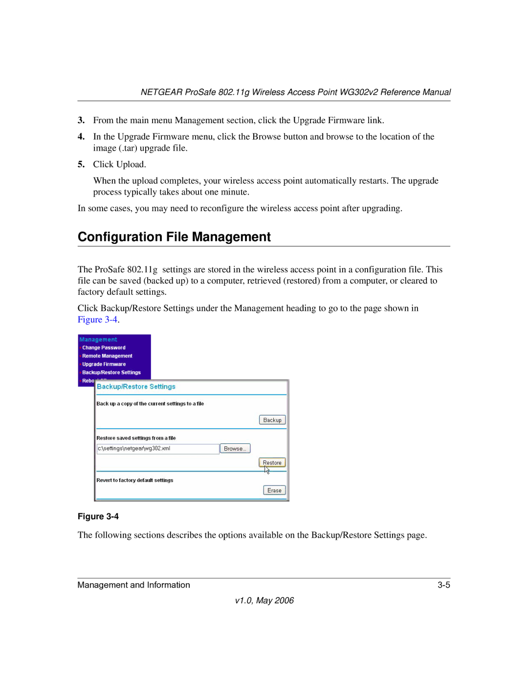 NETGEAR WG302v2 manual Configuration File Management 