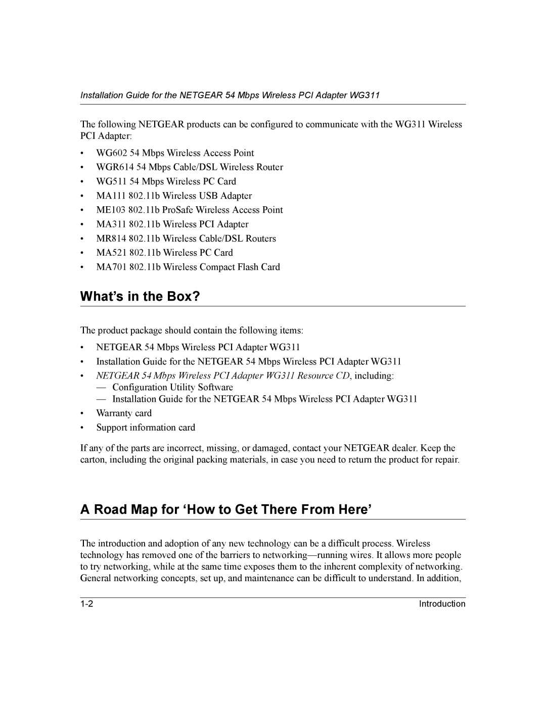 NETGEAR WG311 manual What’s in the Box?, Road Map for ‘How to Get There From Here’ 