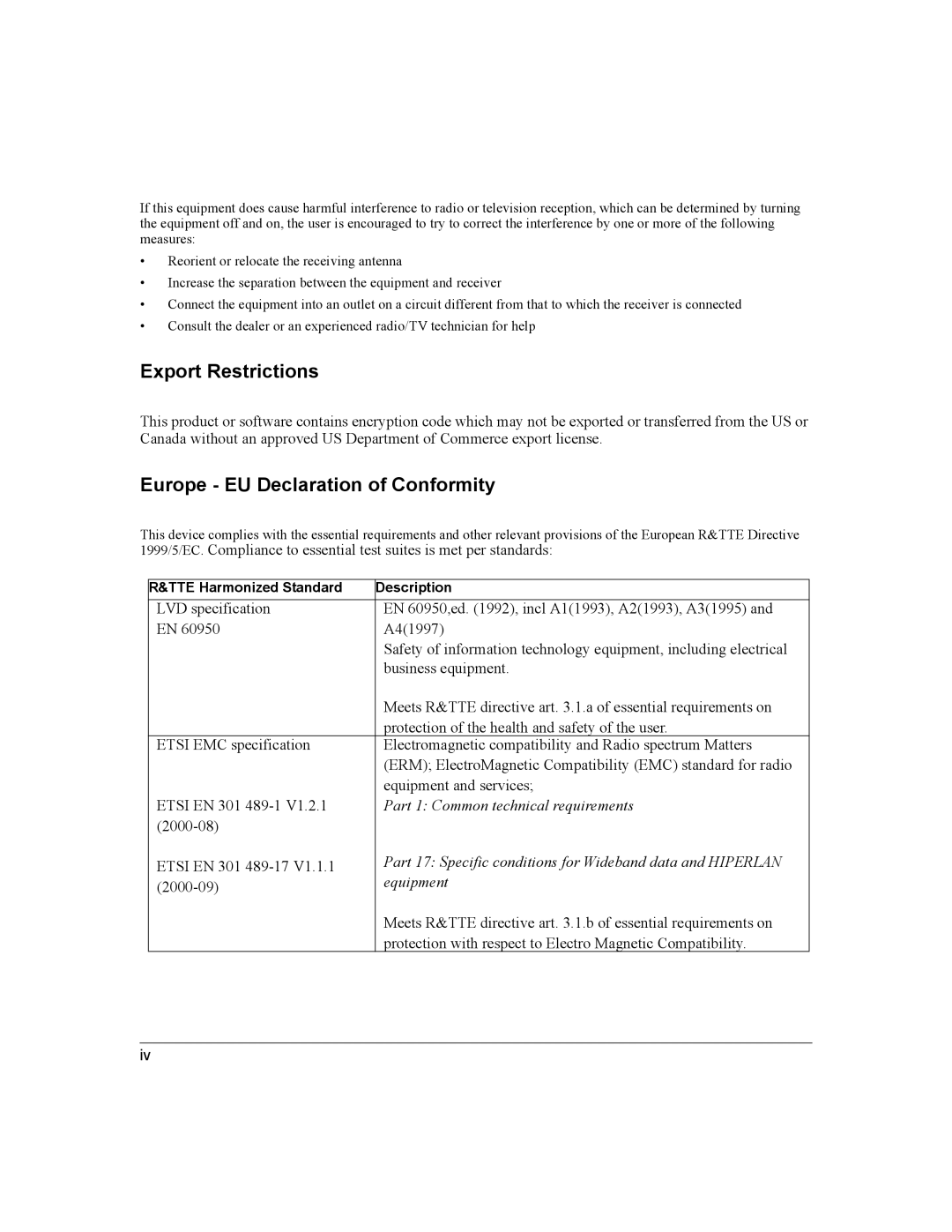 NETGEAR WG311 manual Export Restrictions 