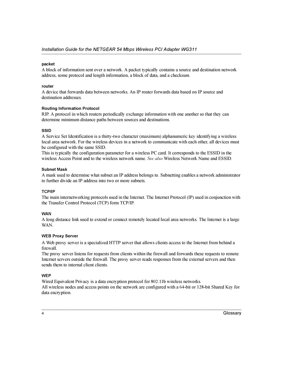 NETGEAR WG311 manual Ssid 