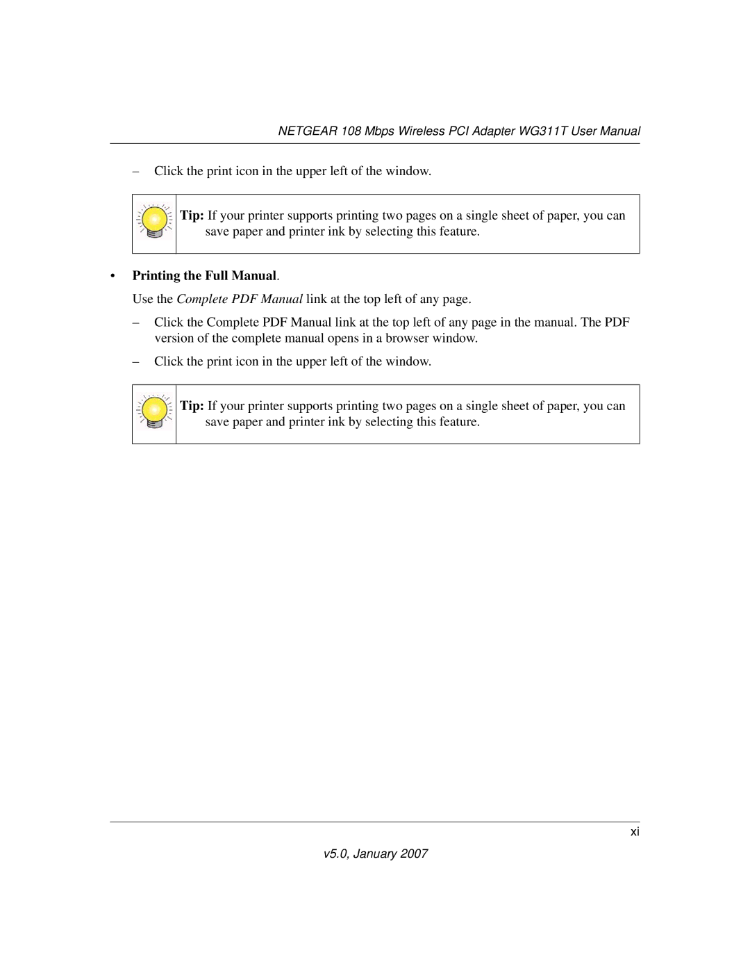 NETGEAR WG311T user manual Printing the Full Manual 