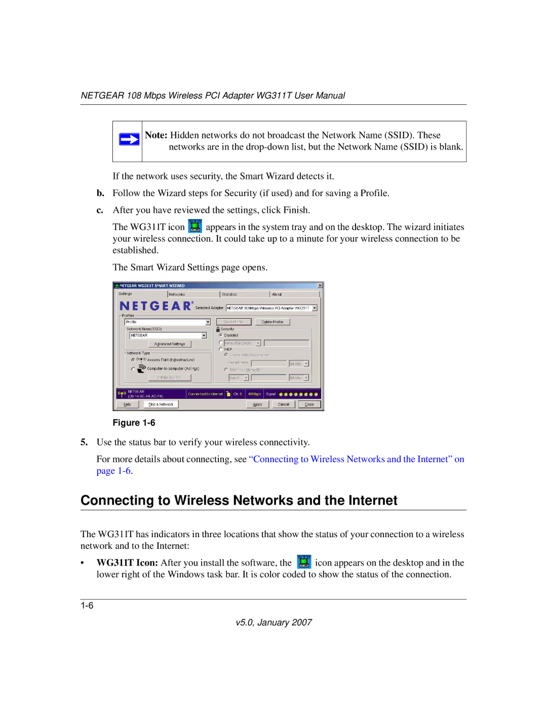 NETGEAR WG311T user manual Connecting to Wireless Networks and the Internet 