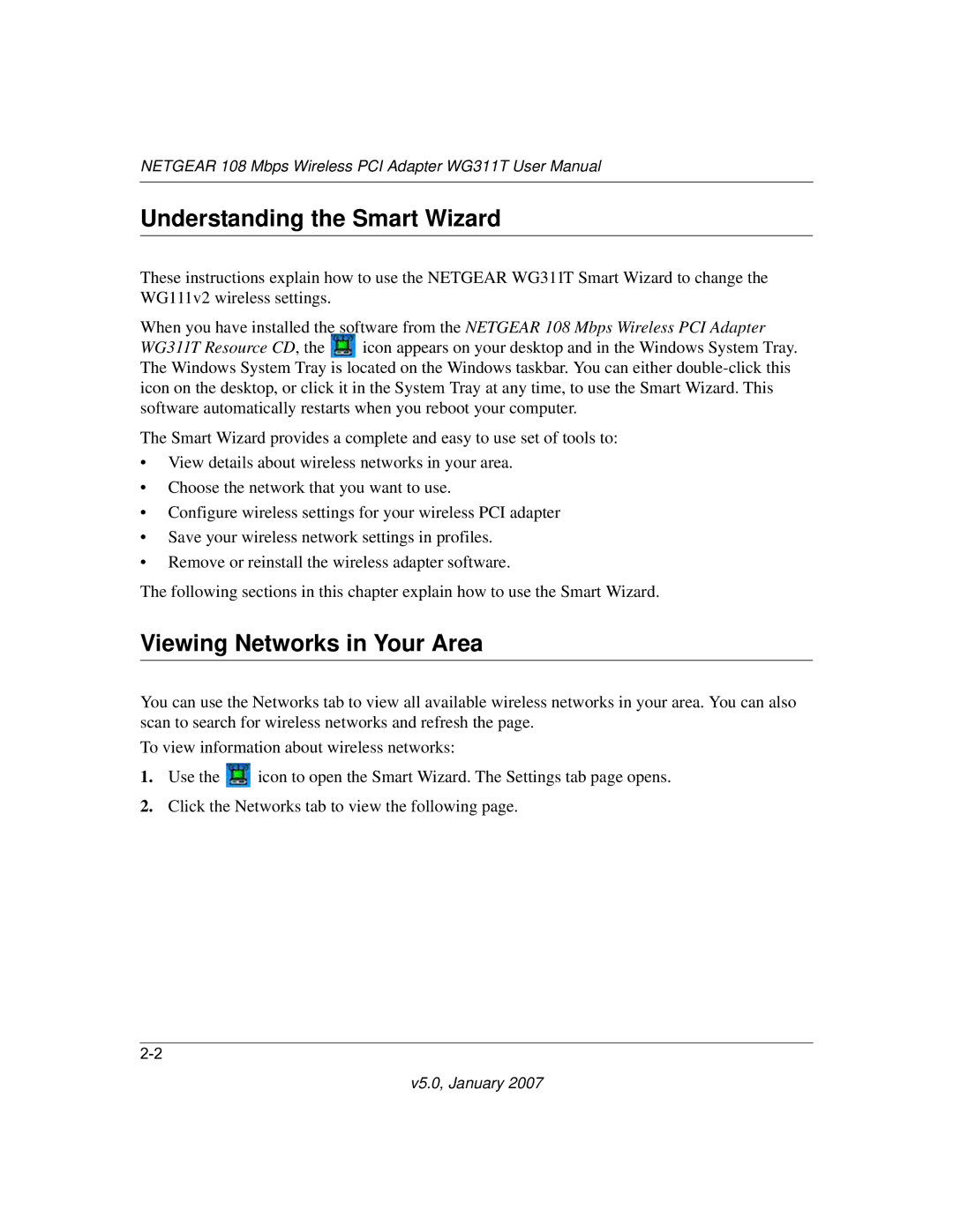 NETGEAR WG311T user manual Understanding the Smart Wizard, Viewing Networks in Your Area 