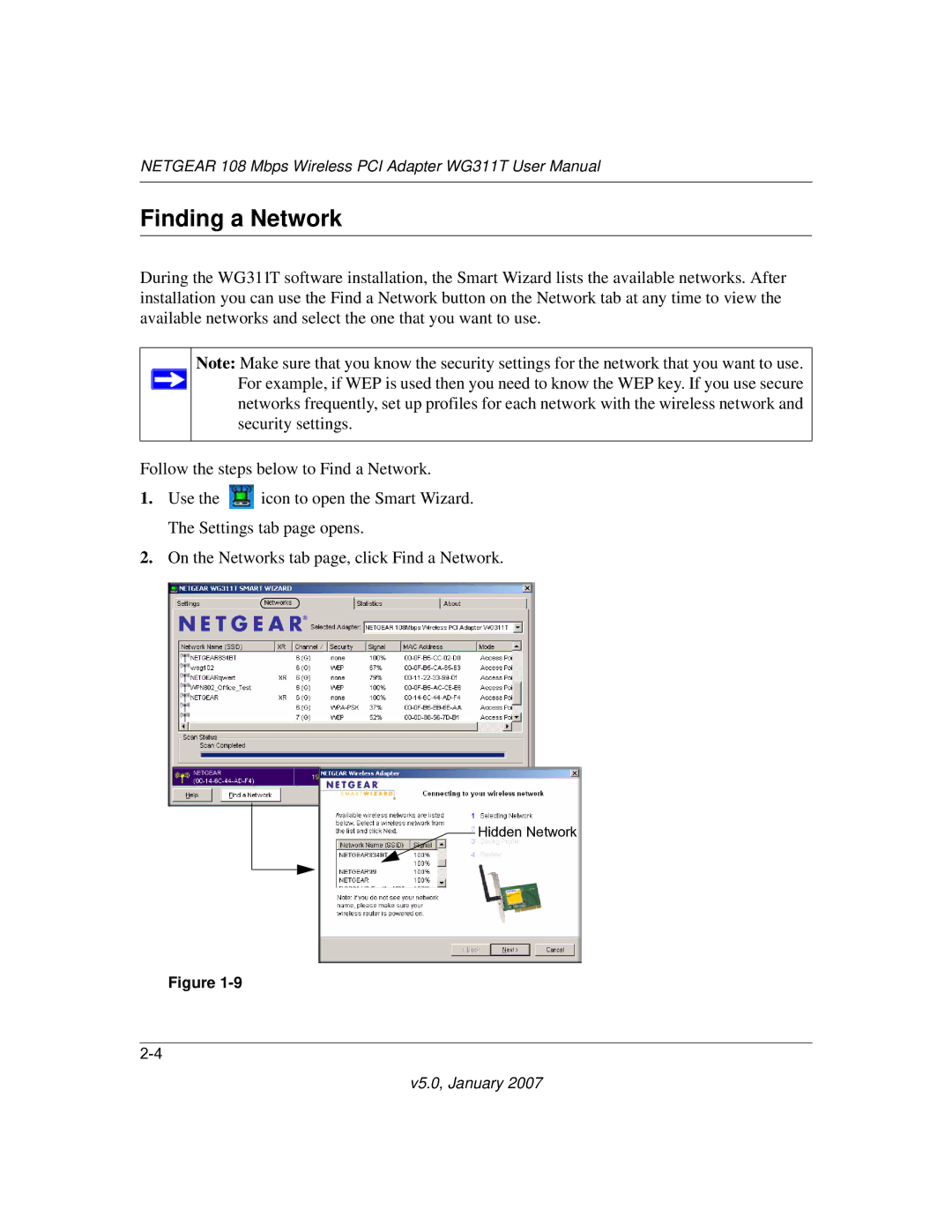 NETGEAR WG311T user manual Finding a Network 