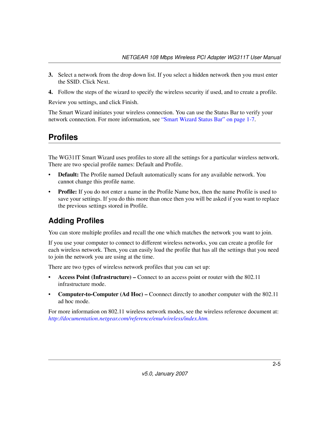 NETGEAR WG311T user manual Adding Profiles 