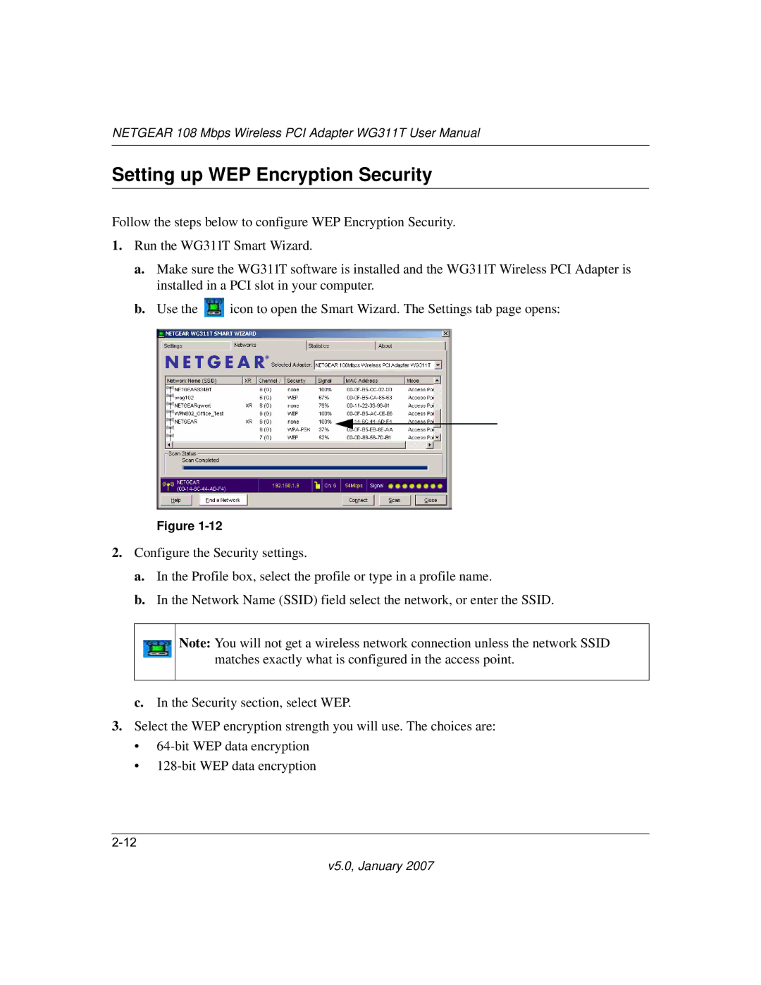 NETGEAR WG311T user manual Setting up WEP Encryption Security 