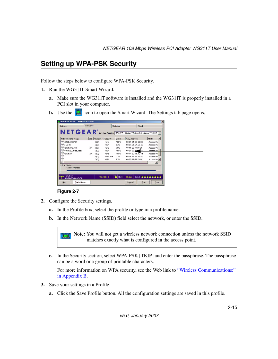 NETGEAR WG311T user manual Setting up WPA-PSK Security 