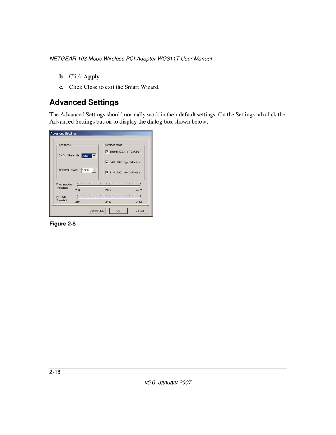 NETGEAR WG311T user manual Advanced Settings 