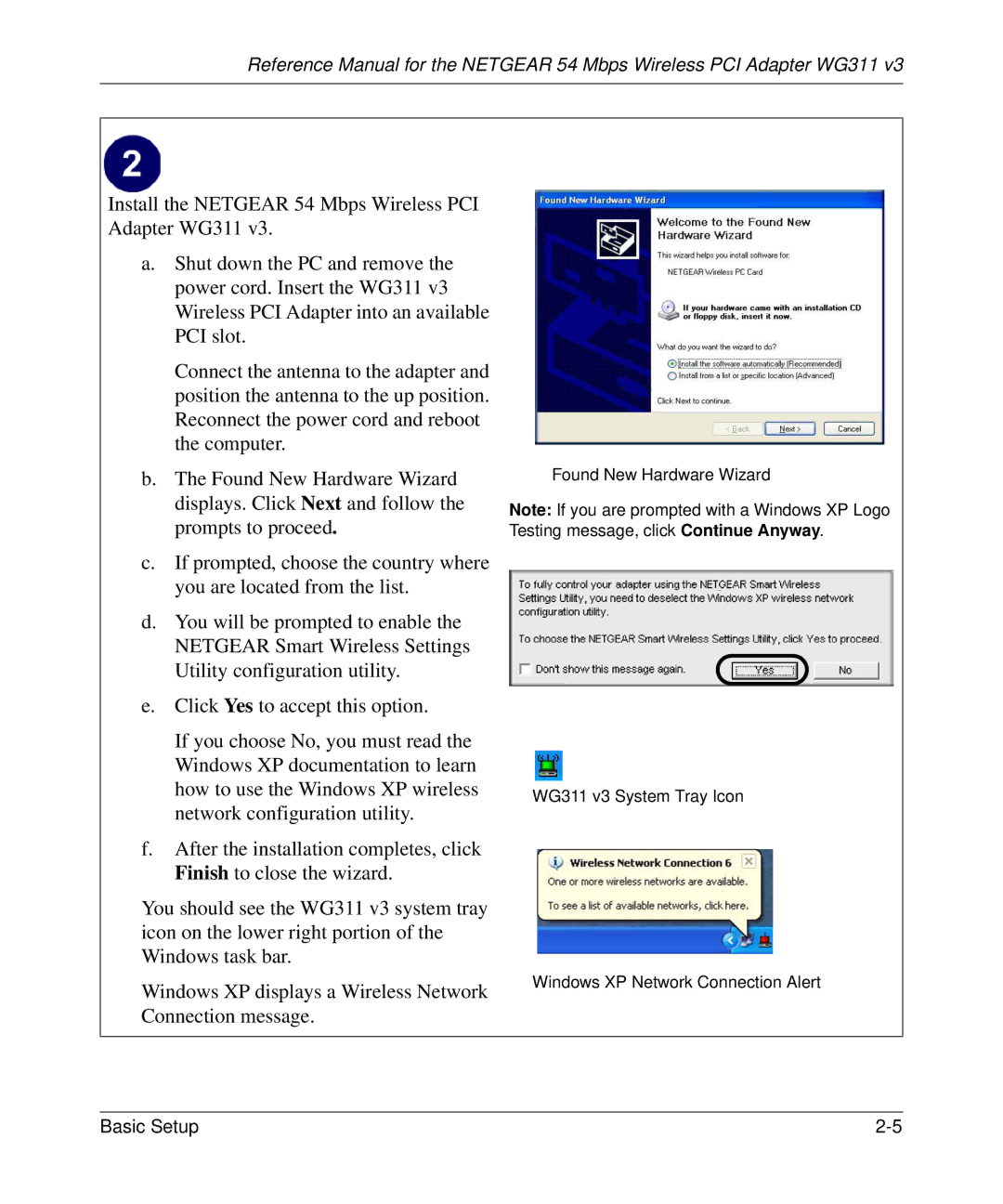 NETGEAR WG311v3 manual Basic Setup 