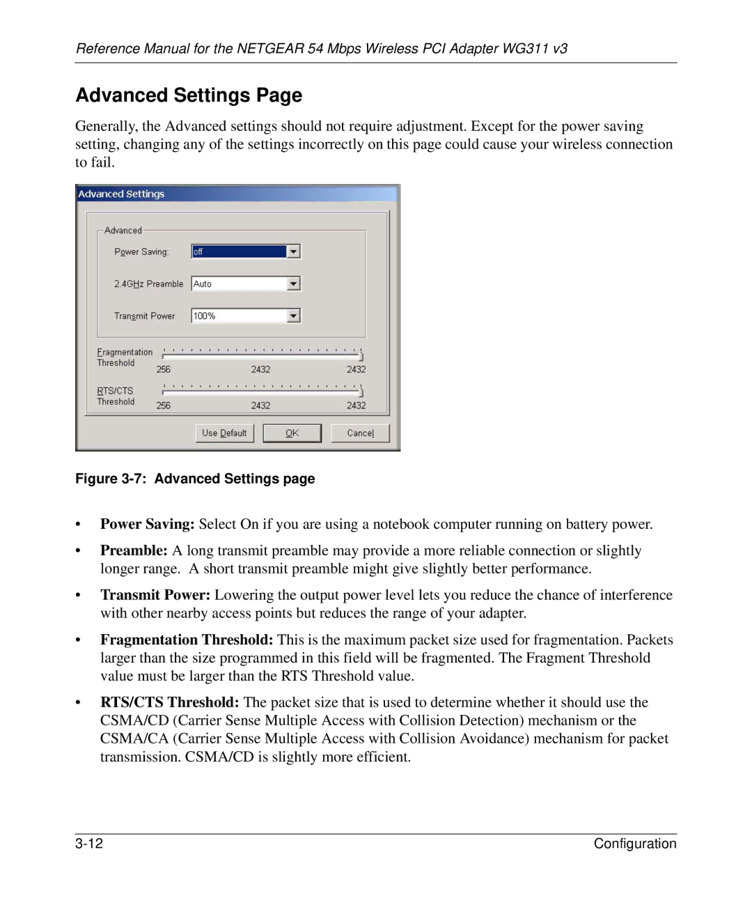 NETGEAR WG311v3 manual Advanced Settings 