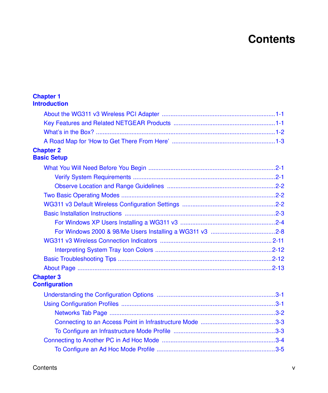 NETGEAR WG311v3 manual Contents 