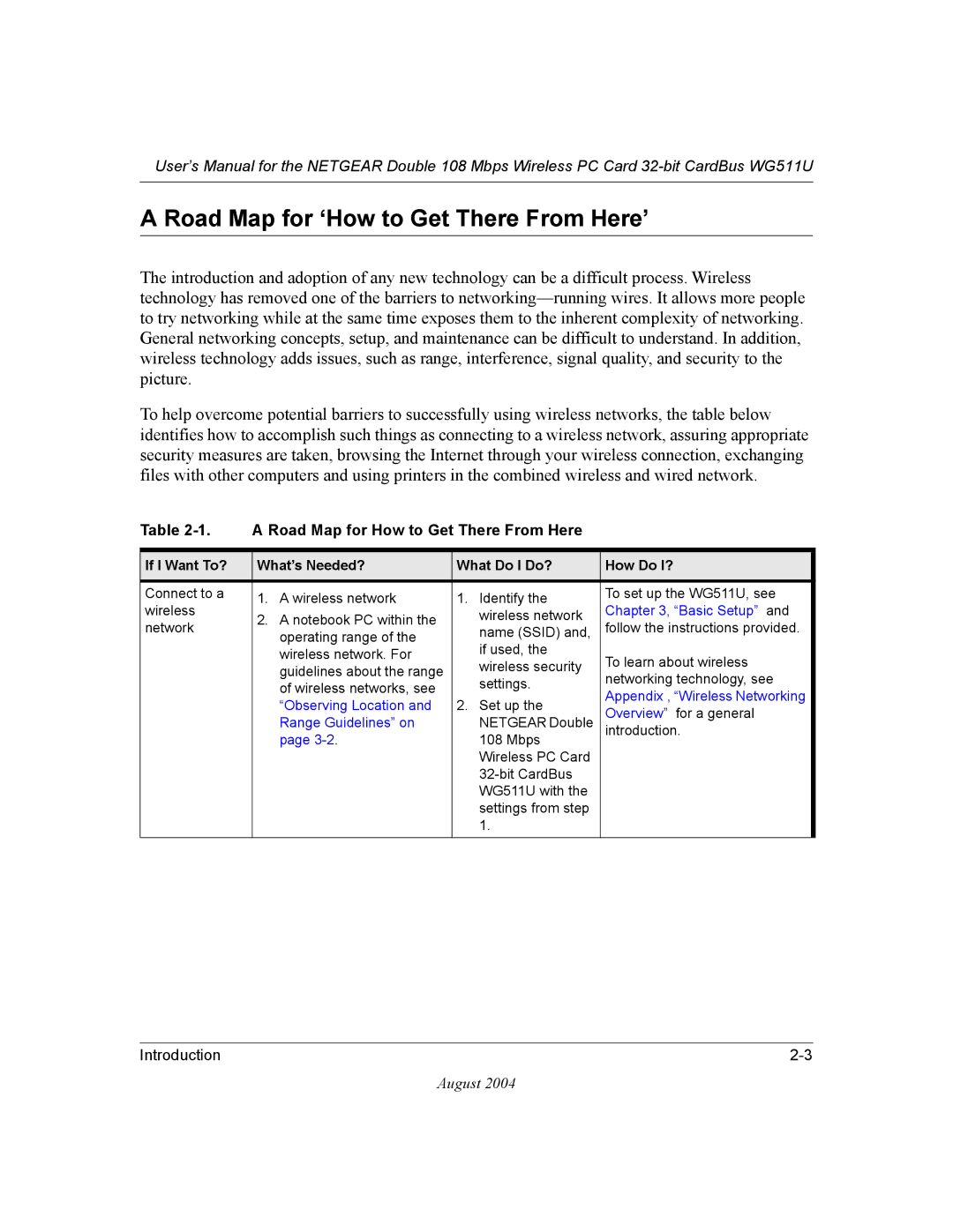 NETGEAR WG511U user manual Road Map for ‘How to Get There From Here’, Road Map for How to Get There From Here 