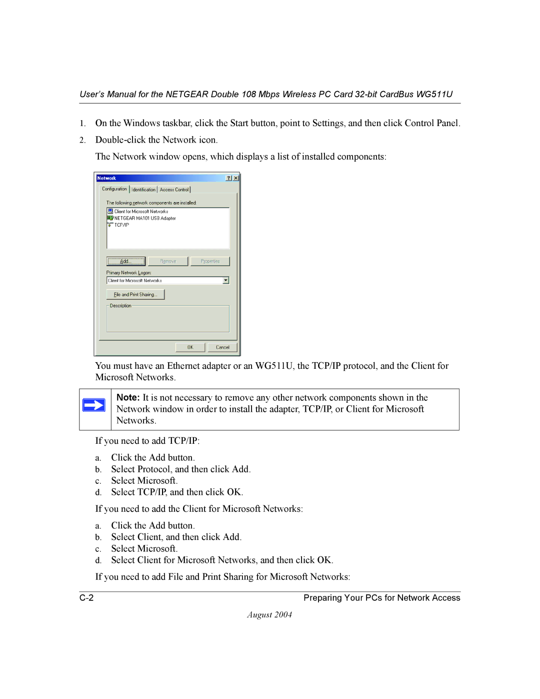 NETGEAR WG511U user manual Preparing Your PCs for Network Access 