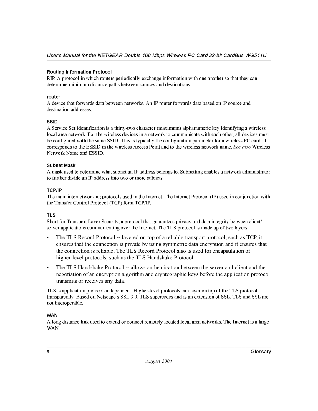 NETGEAR WG511U user manual Ssid 