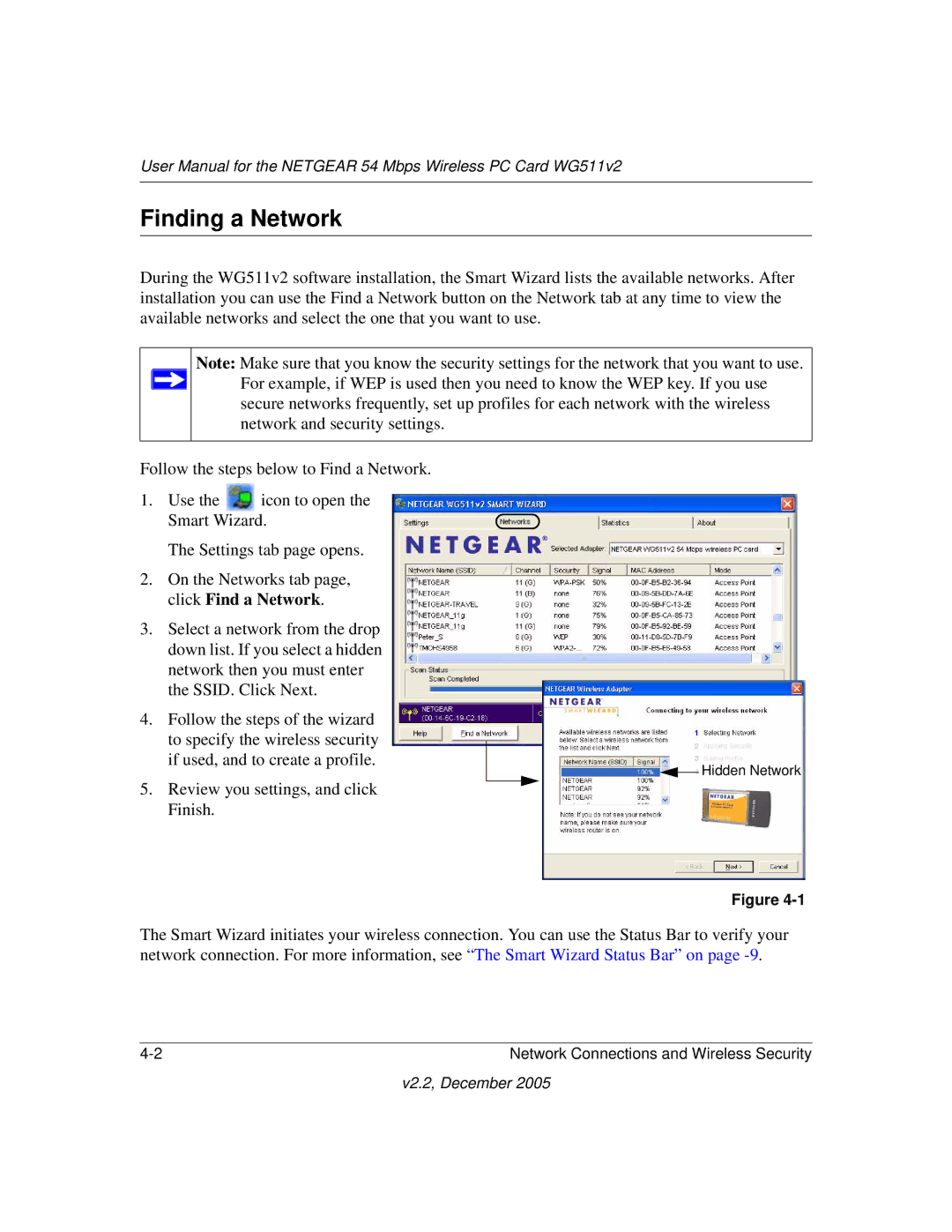 NETGEAR WG511v2 user manual Finding a Network 