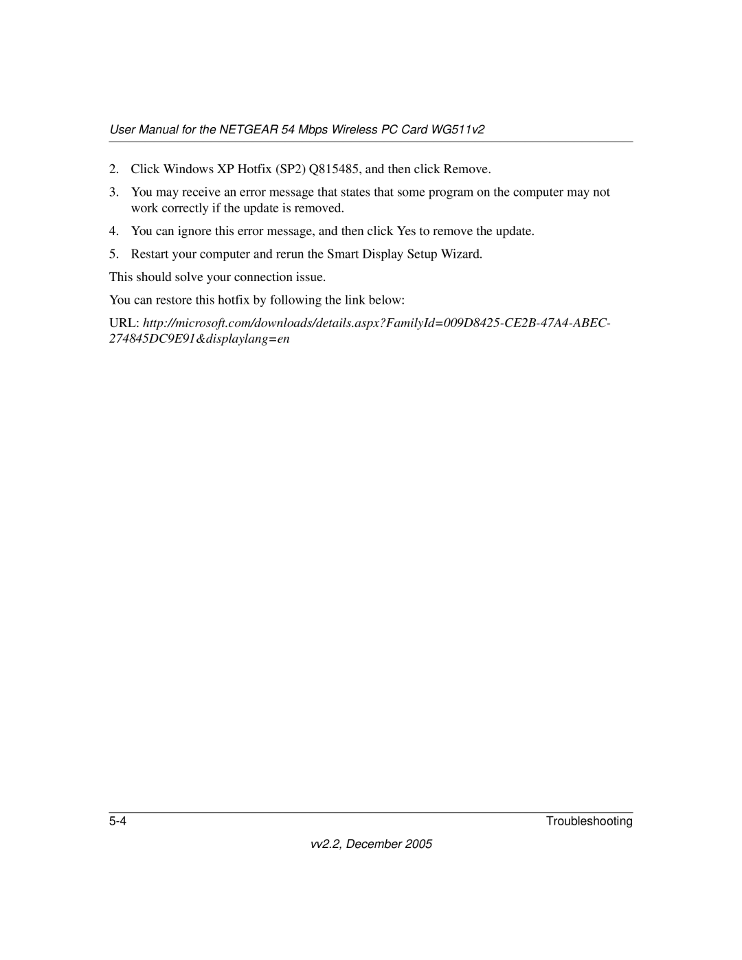 NETGEAR WG511v2 user manual Vv2.2, December 