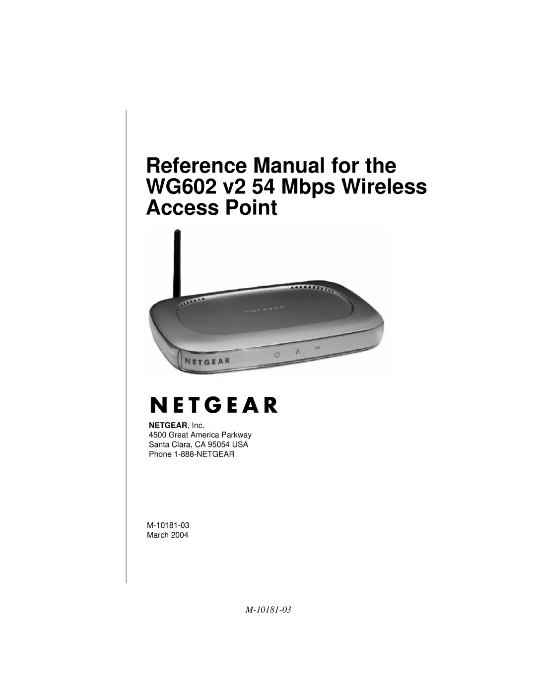 NETGEAR WG602 V2 manual 10181-03 