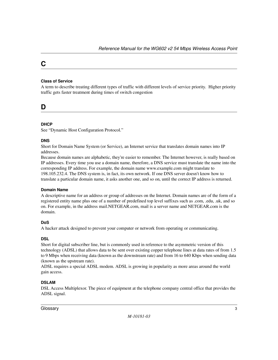 NETGEAR WG602 V2 manual See Dynamic Host Configuration Protocol 