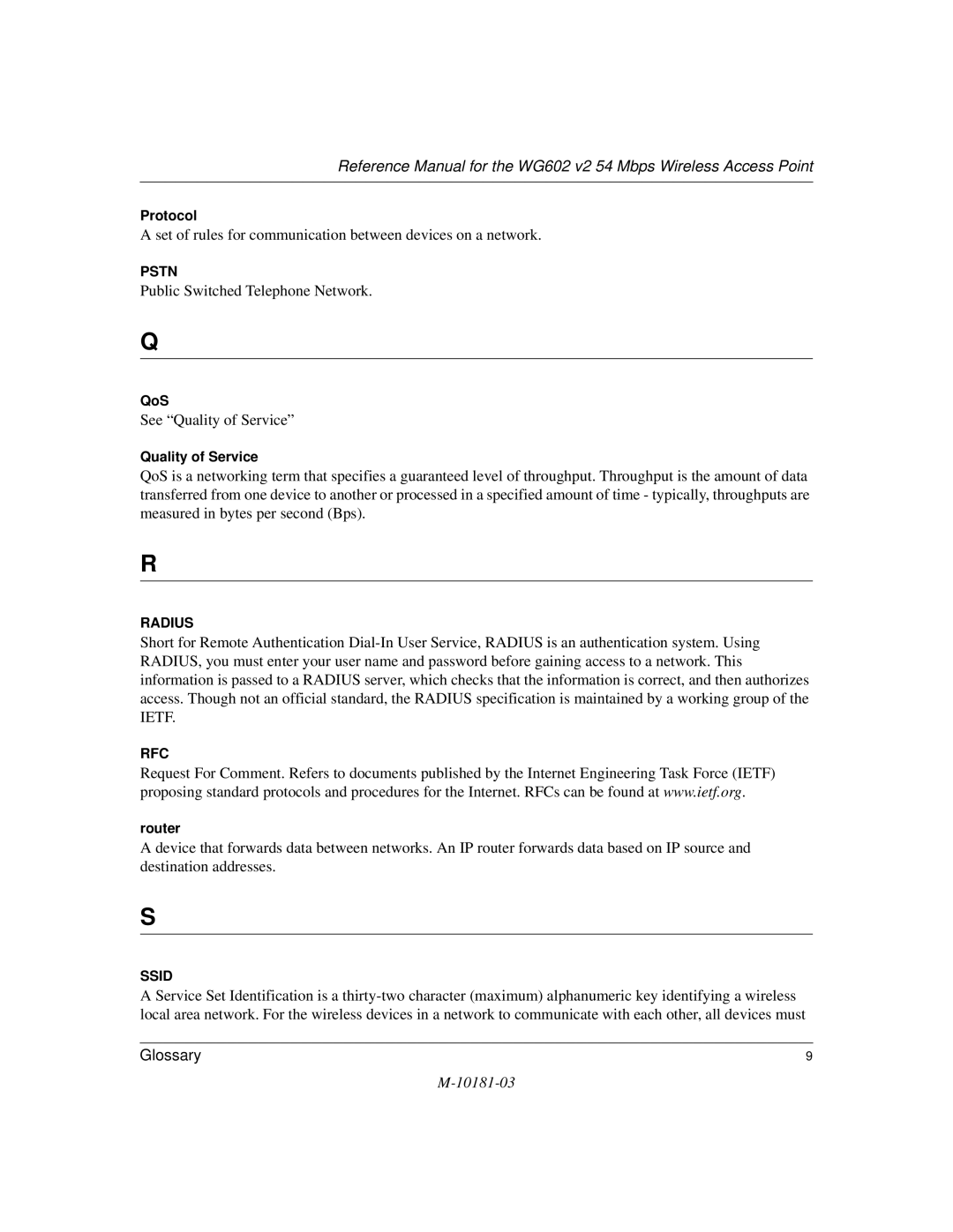 NETGEAR WG602 V2 manual Set of rules for communication between devices on a network 