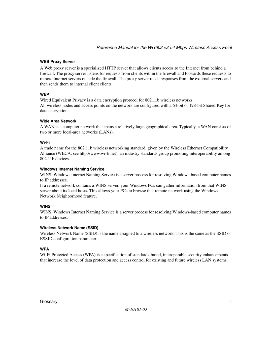 NETGEAR WG602 V2 manual Wins 