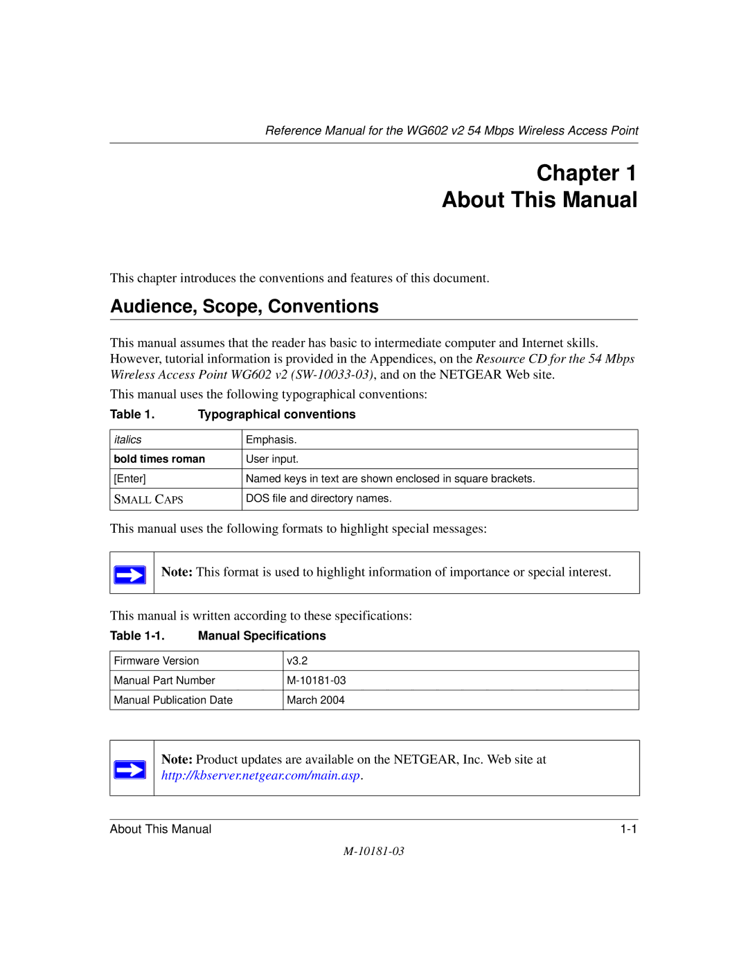 NETGEAR WG602 V2 manual Chapter About This Manual, Audience, Scope, Conventions 