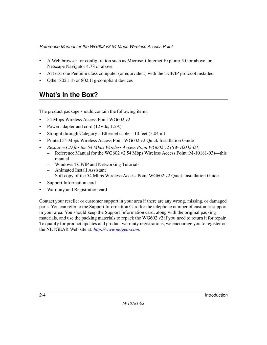 NETGEAR WG602 V2 manual What’s In the Box? 