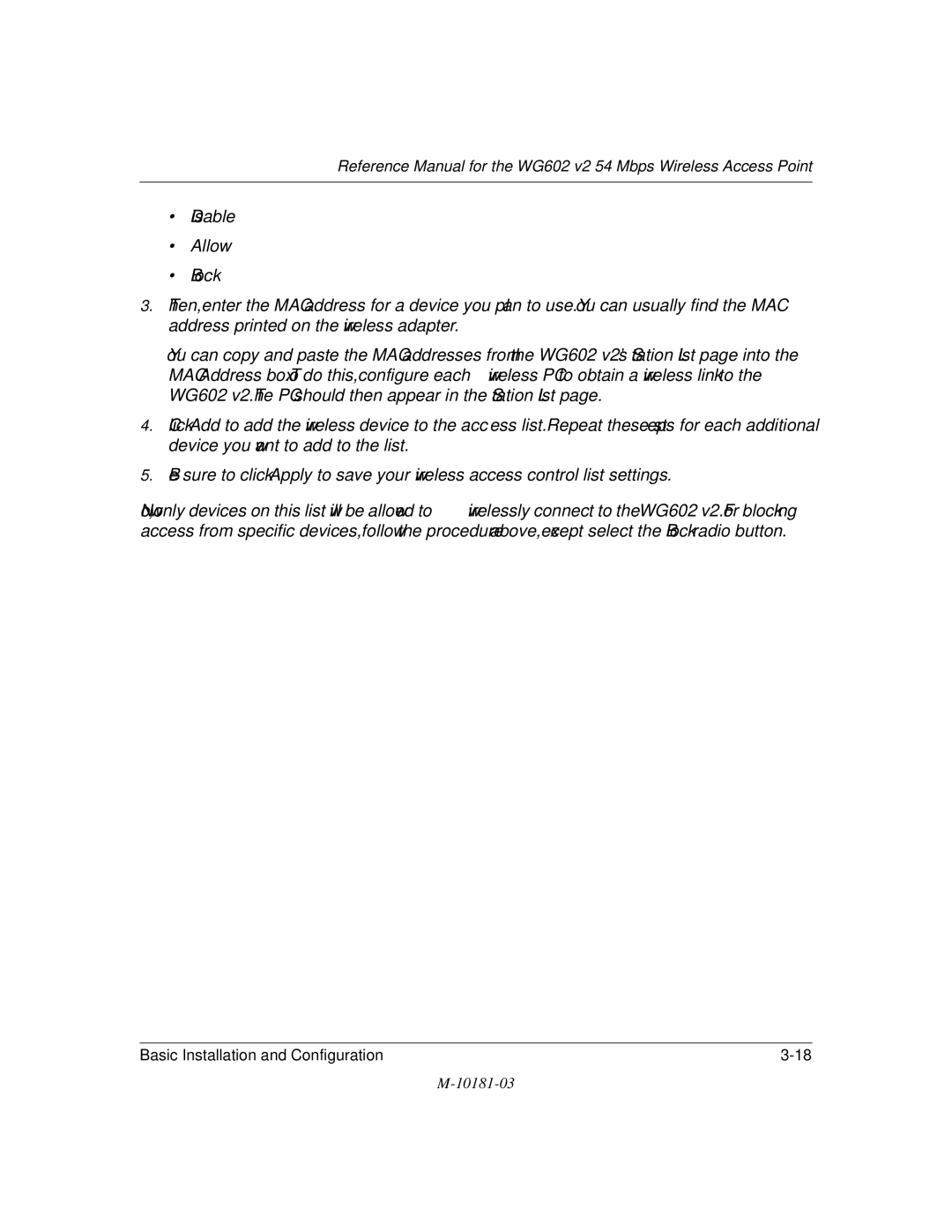 NETGEAR WG602 V2 manual Basic Installation and Configuration 