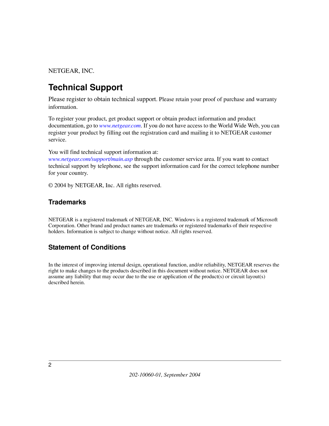 NETGEAR WG602NA manual Technical Support 