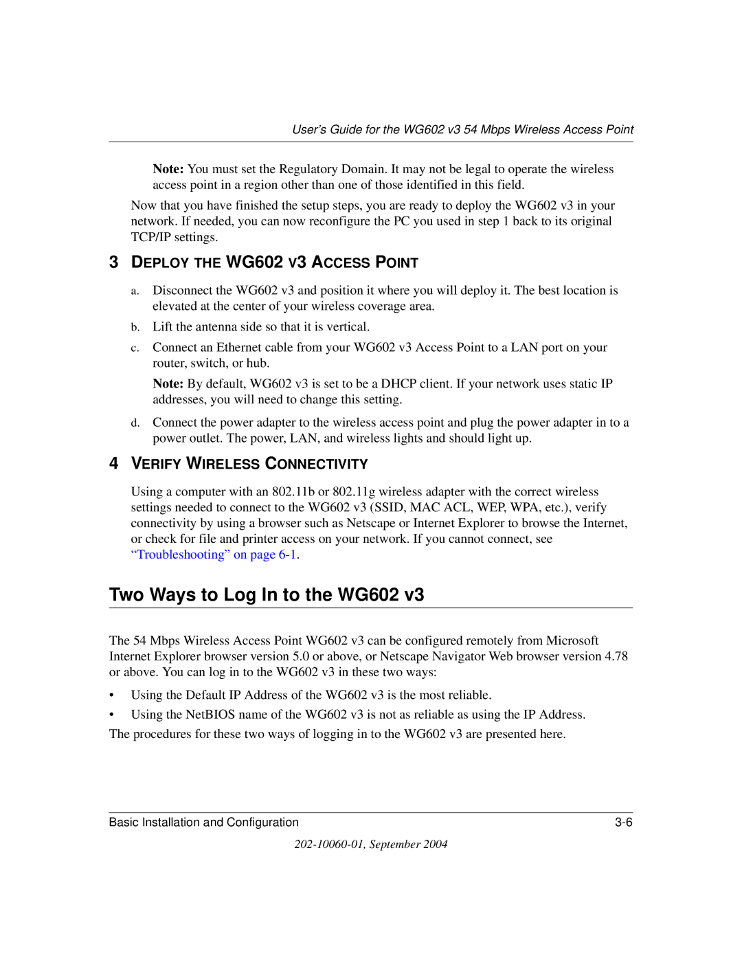 NETGEAR WG602NA manual Two Ways to Log In to the WG602, Deploy the WG602 V3 Access Point 