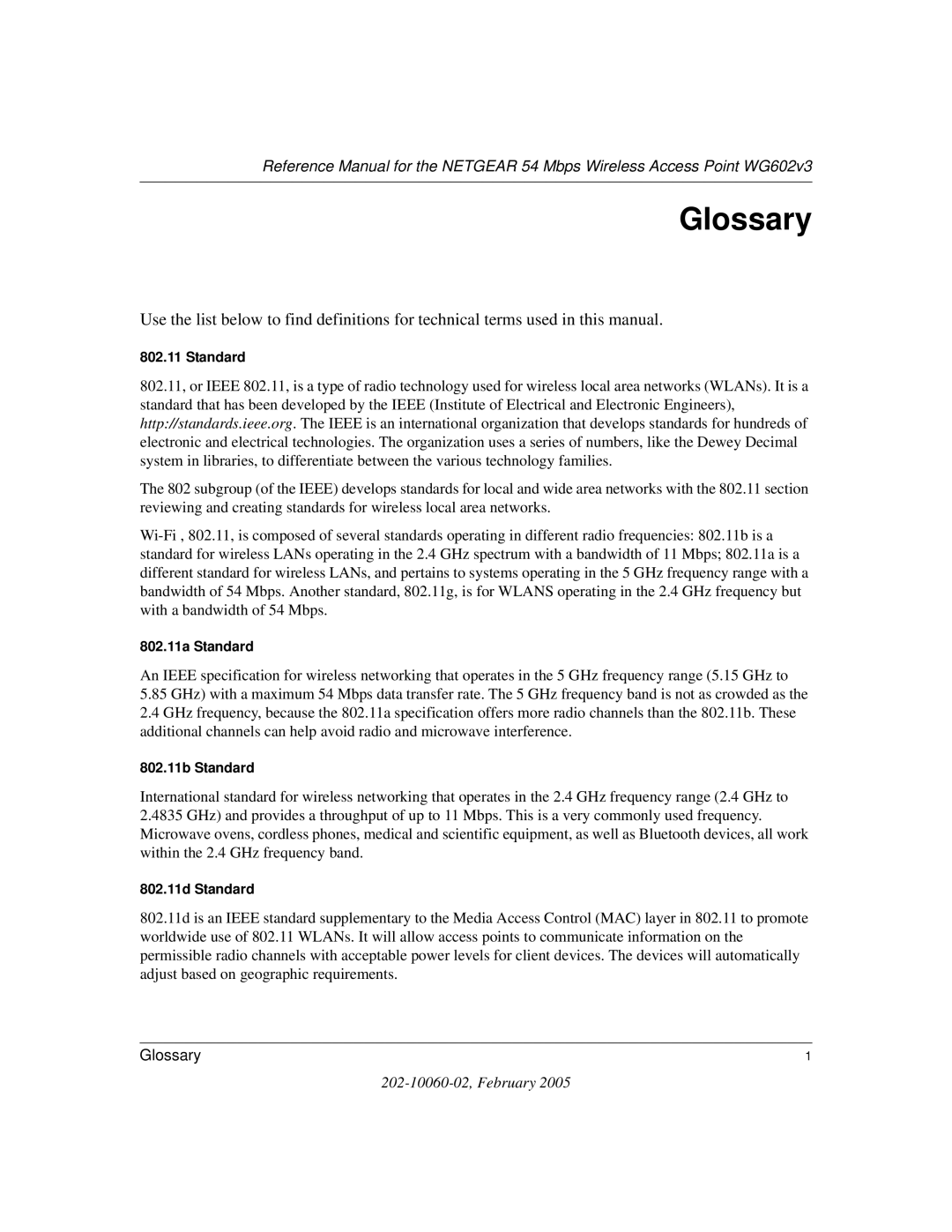 NETGEAR WG602v3 manual Glossary 