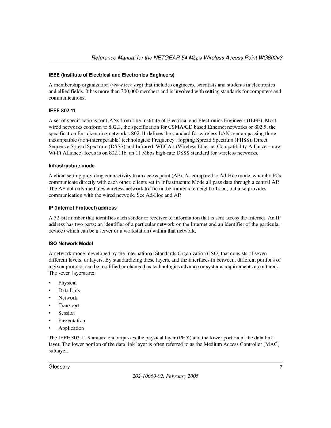 NETGEAR WG602v3 manual Ieee Institute of Electrical and Electronics Engineers 