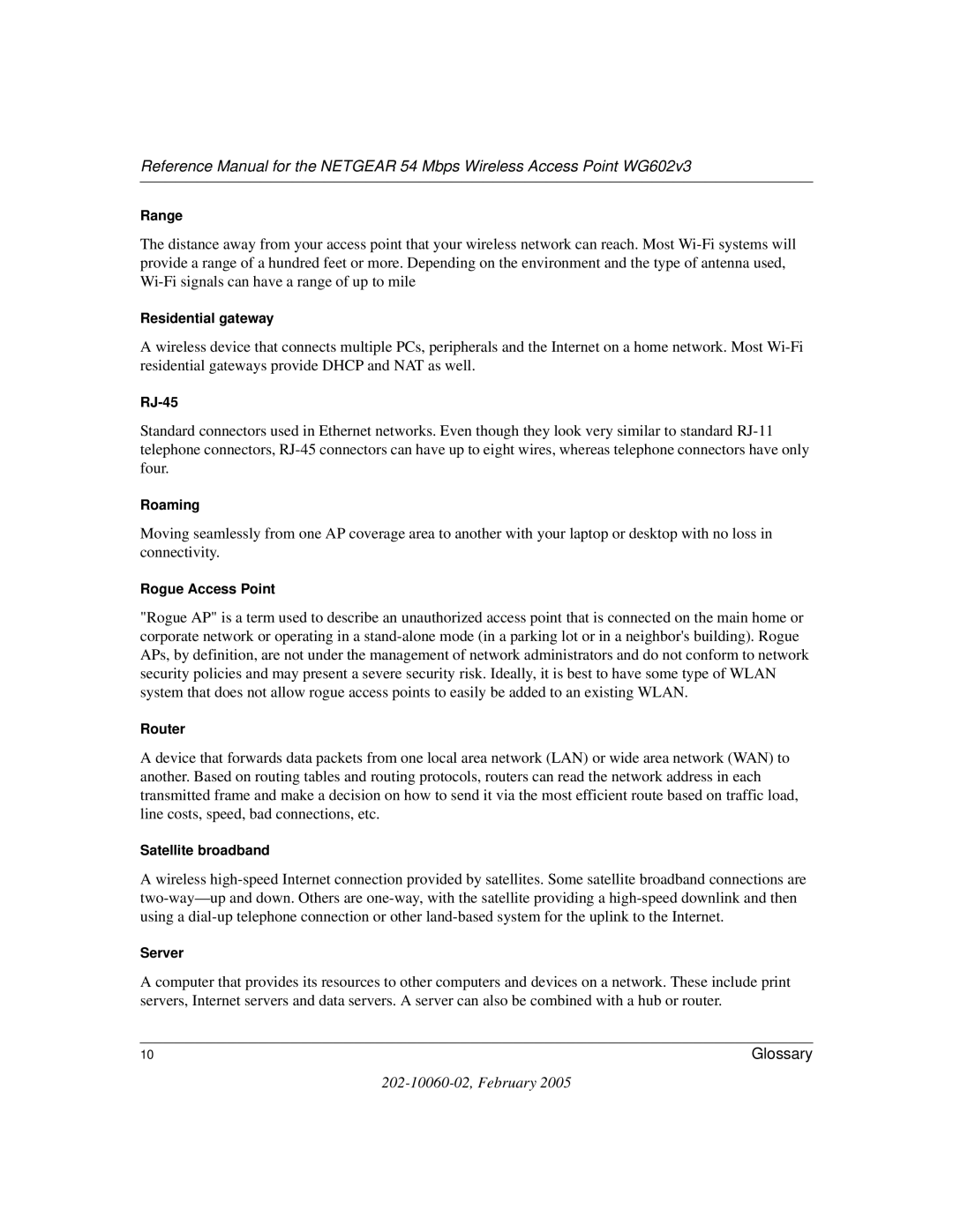 NETGEAR WG602v3 manual Range 