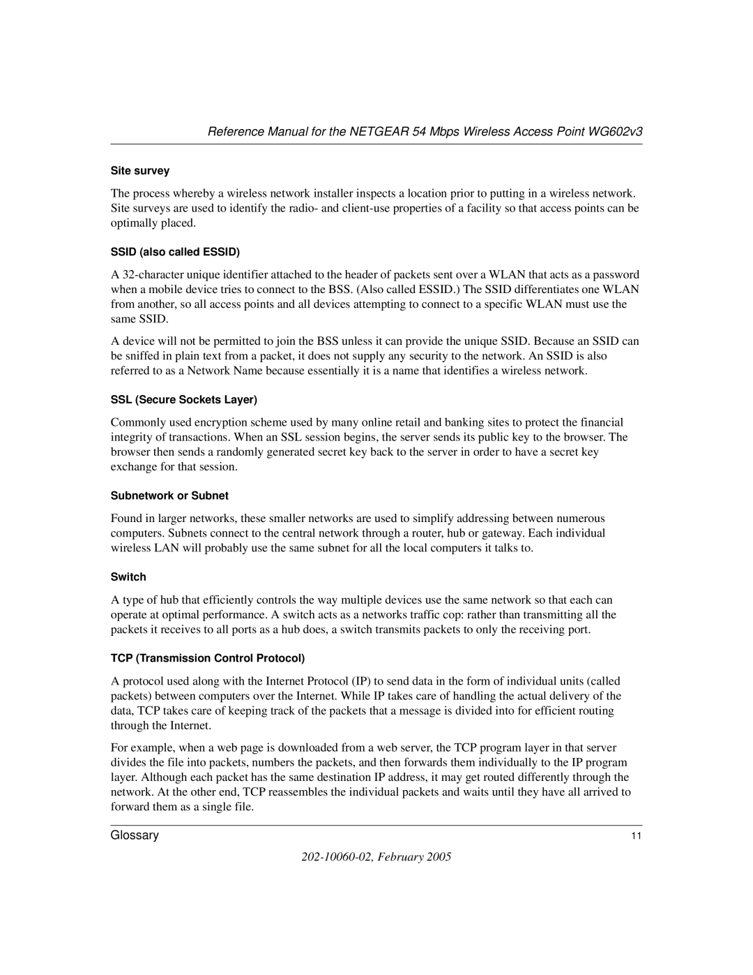 NETGEAR WG602v3 manual Site survey 