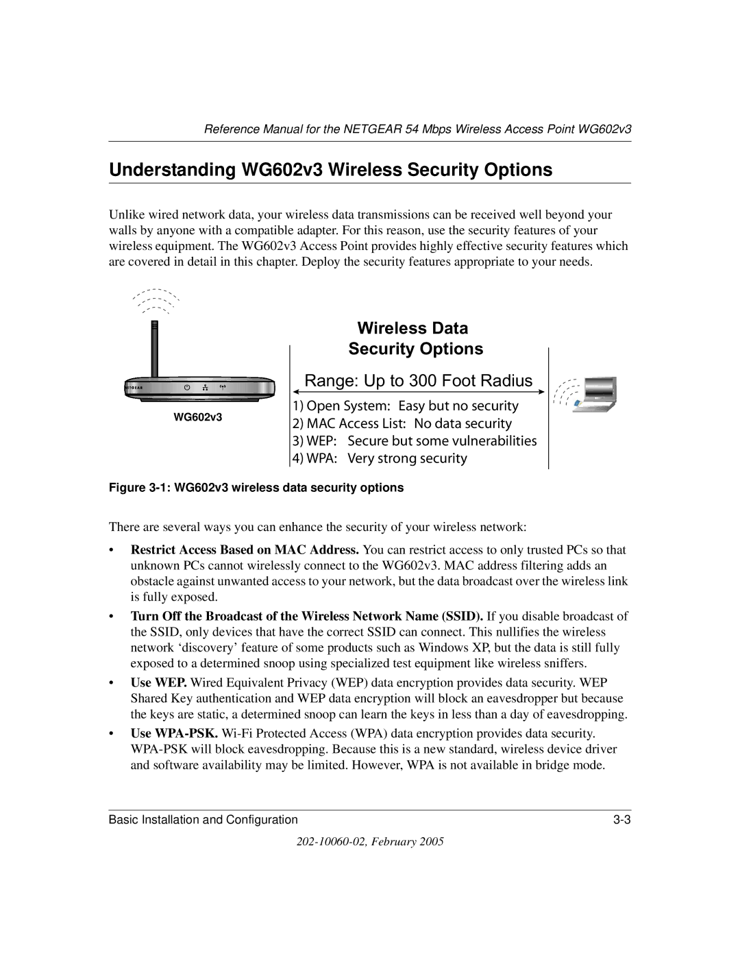 NETGEAR manual Understanding WG602v3 Wireless Security Options 