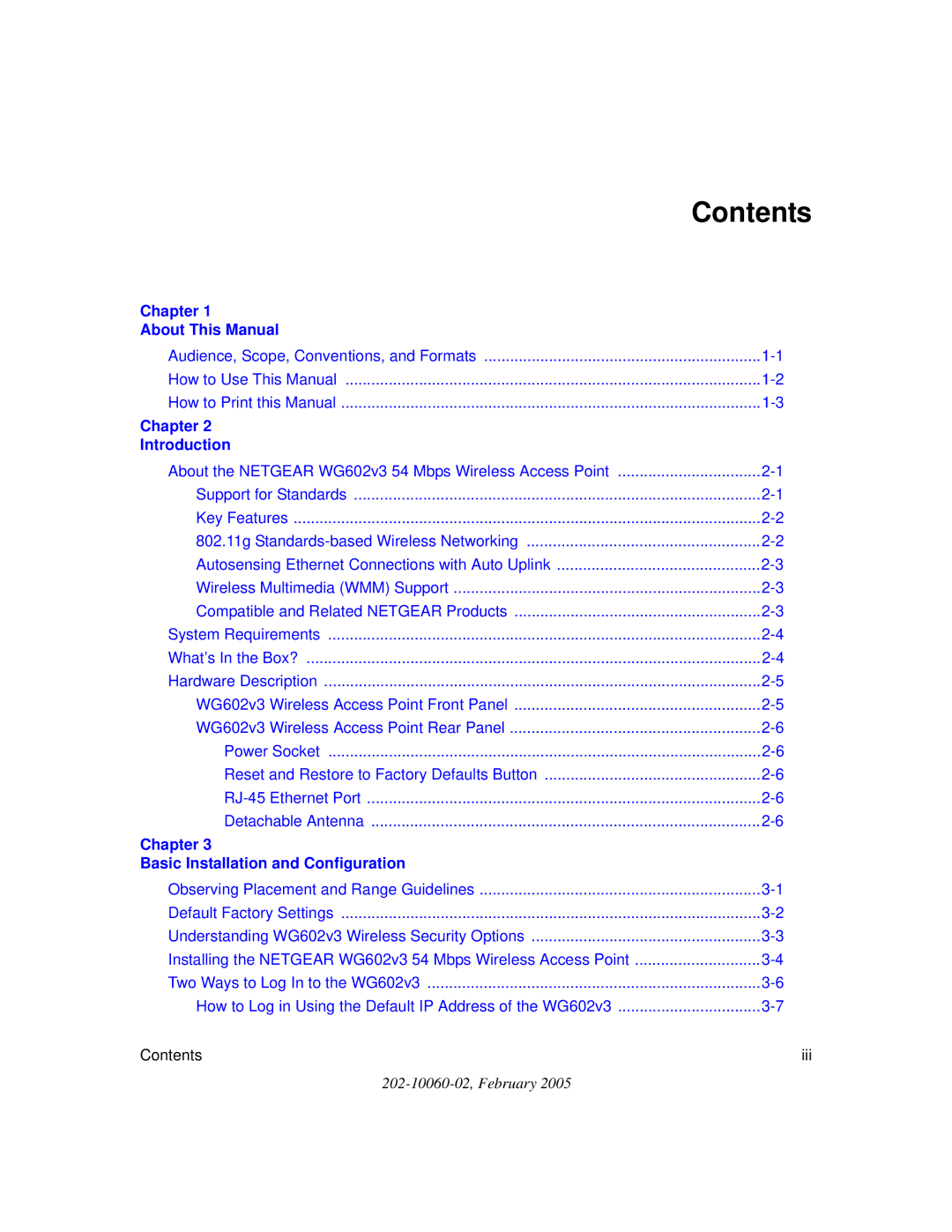 NETGEAR WG602v3 manual Contents 