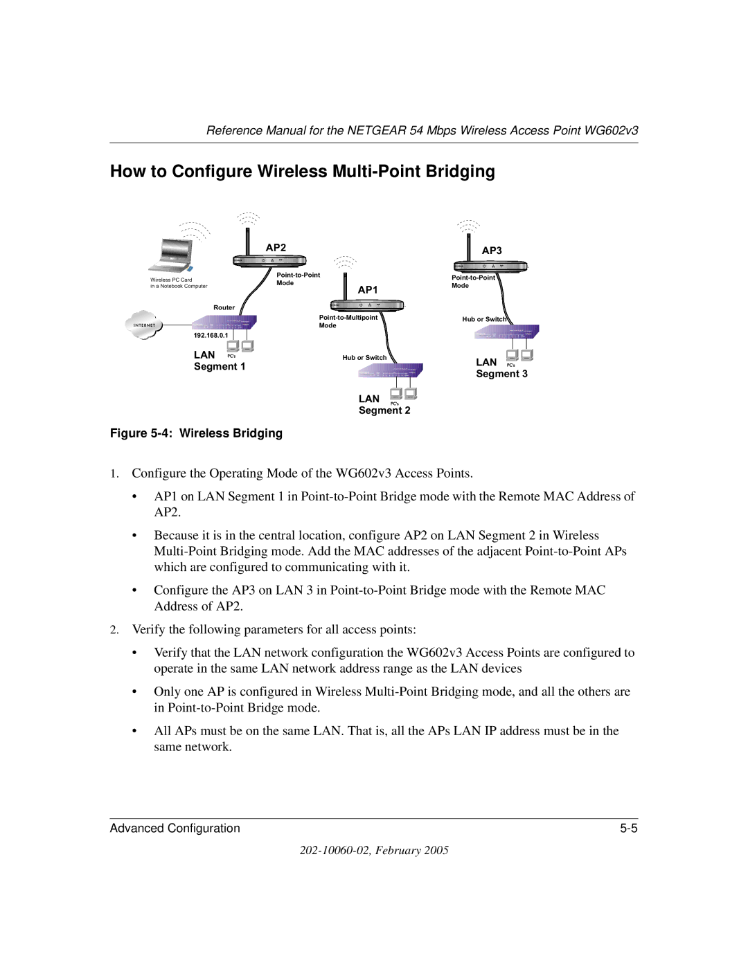 NETGEAR WG602v3 manual Configure the Operating AP1 on LAN Segment 