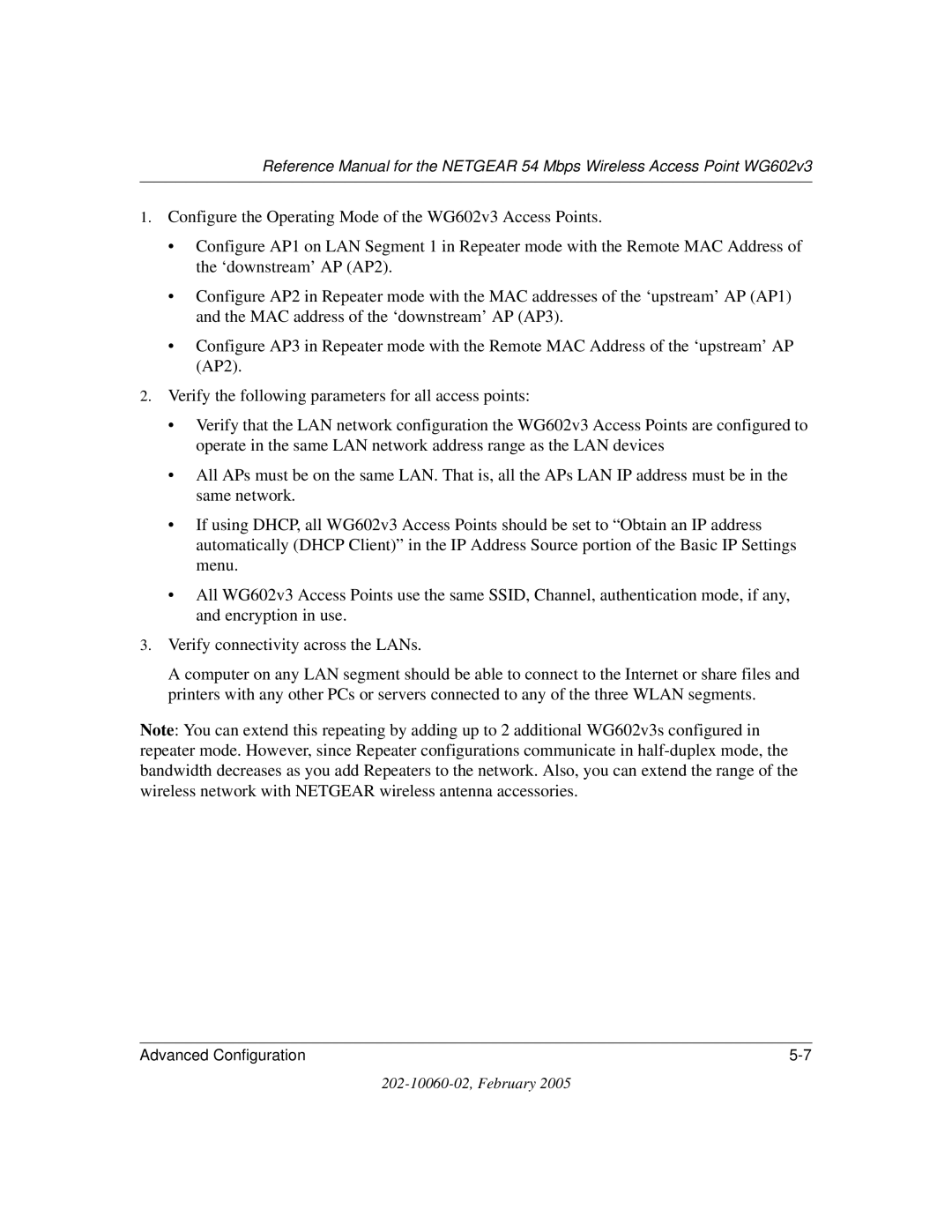 NETGEAR WG602v3 manual Advanced Configuration 