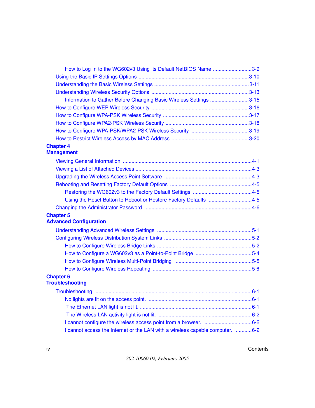 NETGEAR WG602v3 manual Chapter Management 