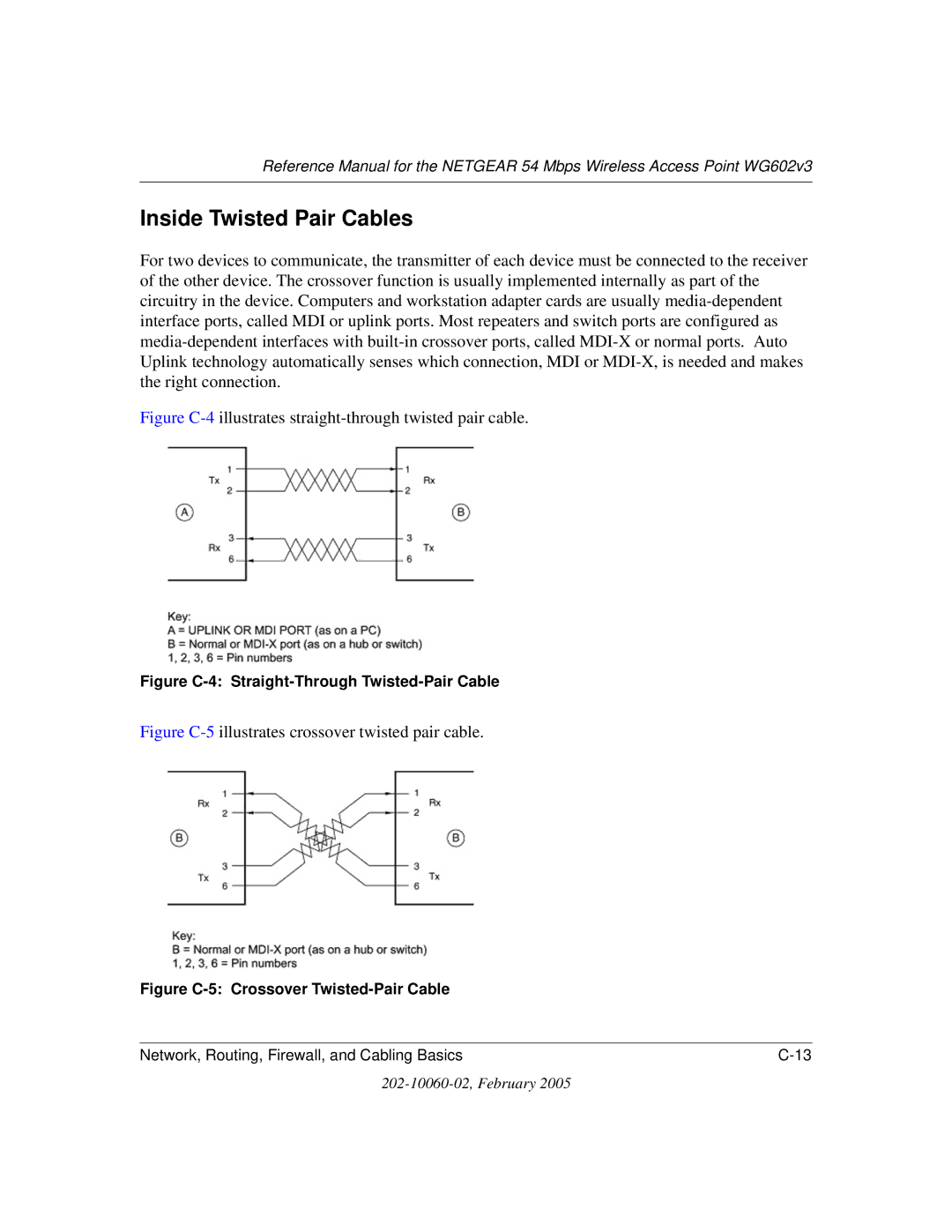 NETGEAR WG602v3 manual Inside Twisted Pair Cables, Figure C-4illustrates straight-through twisted pair cable 