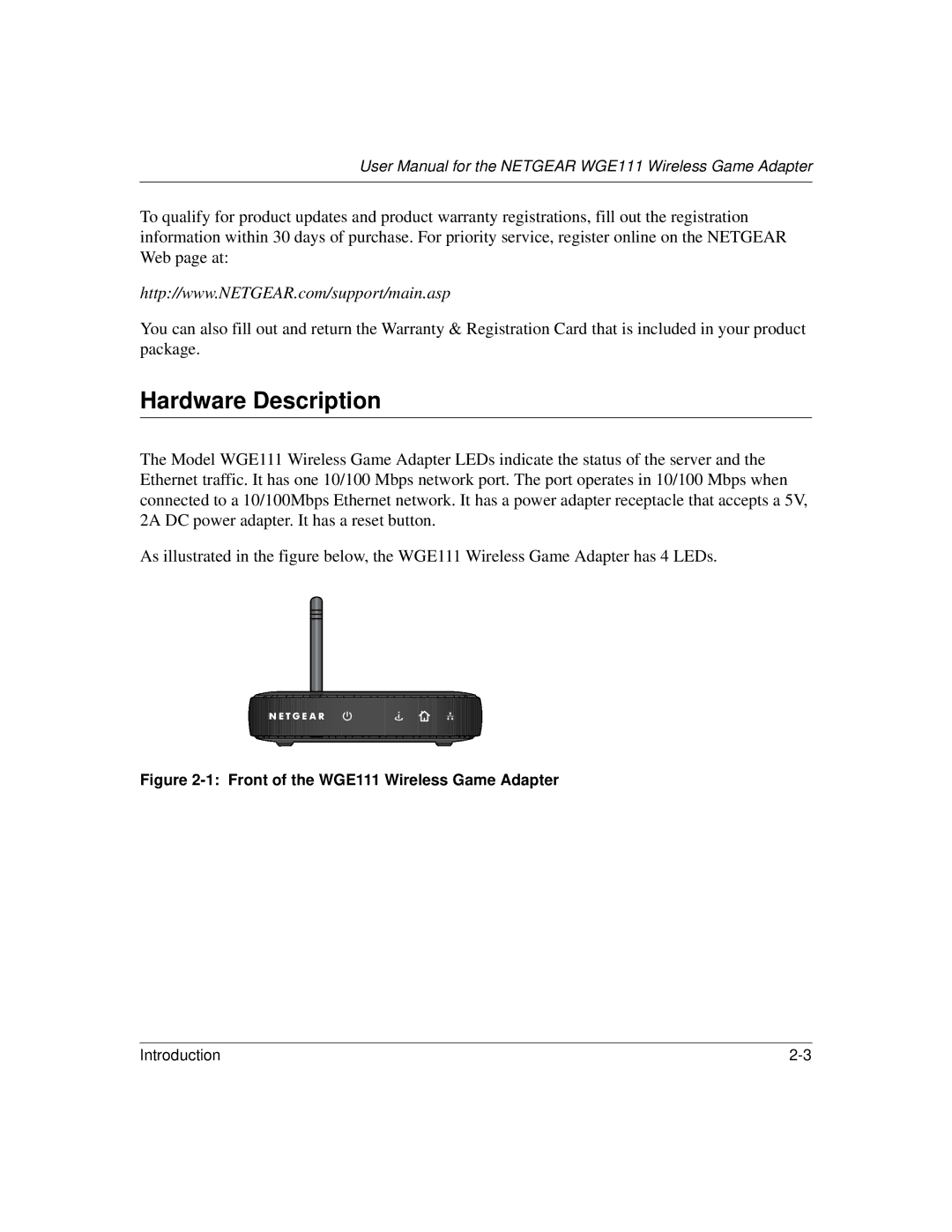 NETGEAR WGE111 user manual Introduction 