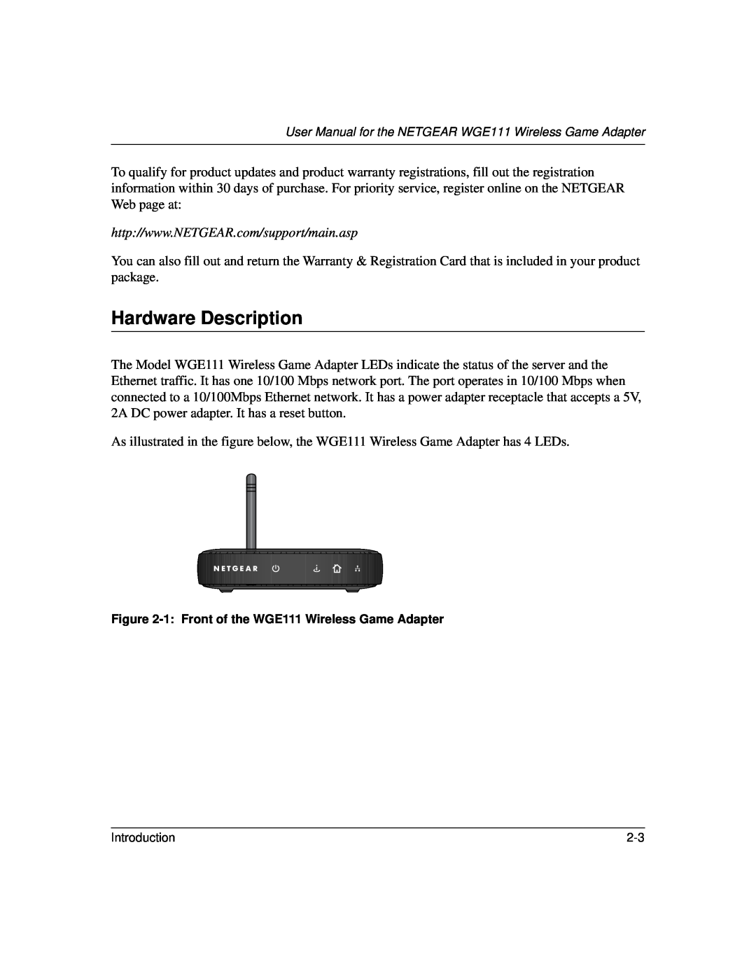NETGEAR WGE111 user manual Introduction 