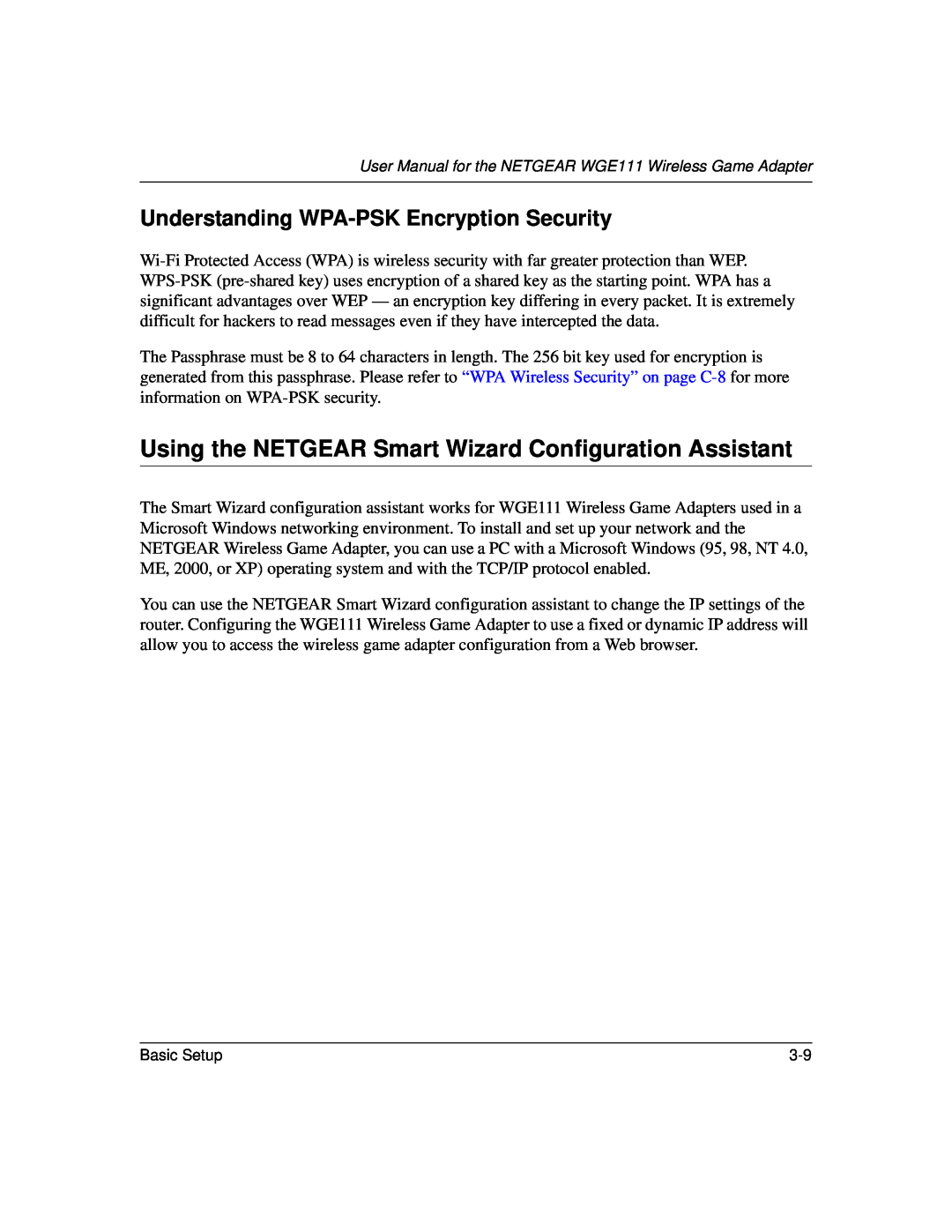 NETGEAR WGE111 Using the NETGEAR Smart Wizard Configuration Assistant, Understanding WPA-PSK Encryption Security 