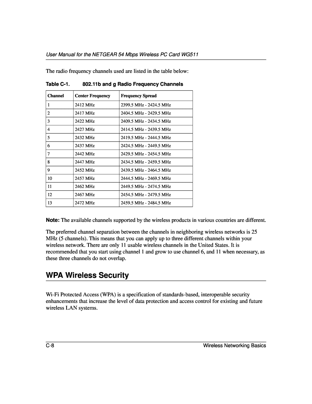 NETGEAR WGE111 user manual WPA Wireless Security 