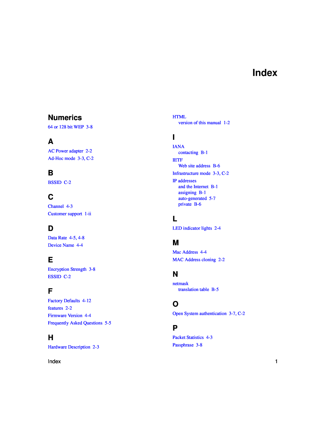 NETGEAR WGE111 user manual Index, Numerics 