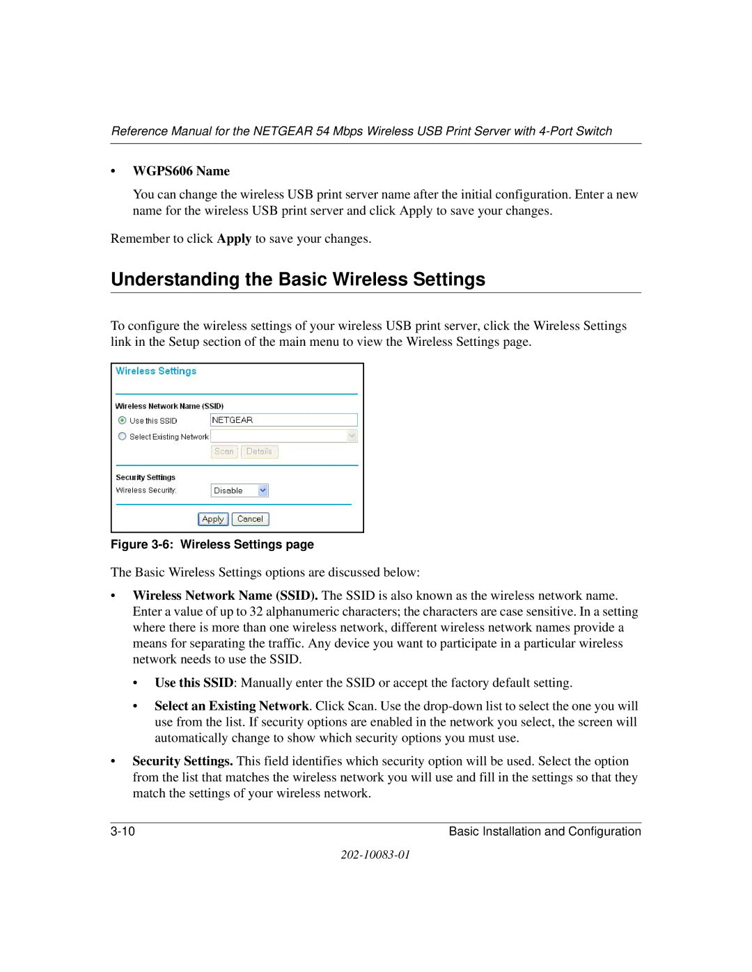 NETGEAR manual Understanding the Basic Wireless Settings, WGPS606 Name 