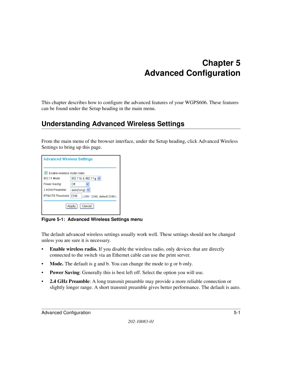 NETGEAR WGPS606 manual Chapter Advanced Configuration, Understanding Advanced Wireless Settings 