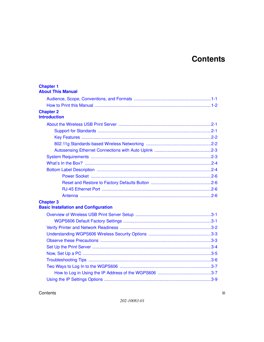 NETGEAR WGPS606 manual Contents 