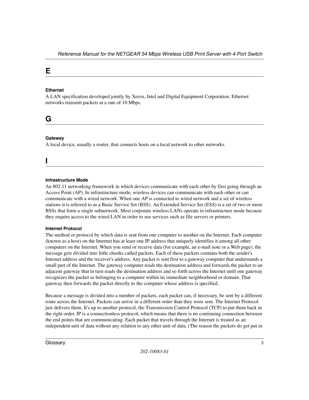 NETGEAR WGPS606 manual Ethernet 